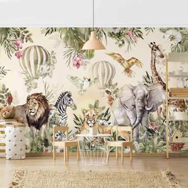 Mural de parede Watercolour Animals Of The Savannah