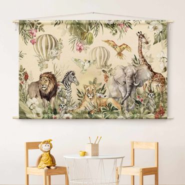 Tapeçaria de parede Watercolour Animals Of The Savannah