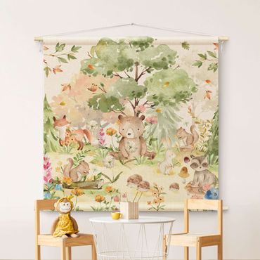 Tapeçaria de parede Watercolour Forest Animals
