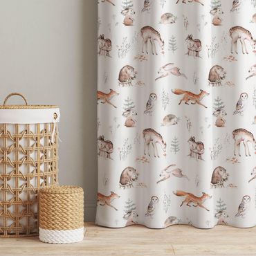 Cortinas Watercolour Forest Animal Friends Patterns