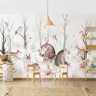 Mural de parede Watercolour Forest Animal Friends