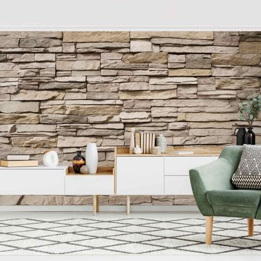 Mural de parede Asian Stonewall - Stone Wall From Large Light Coloured Stones