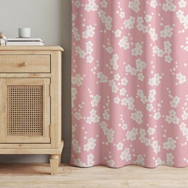 Cortinas Asian Cherry Blossom Pattern In Light Pink