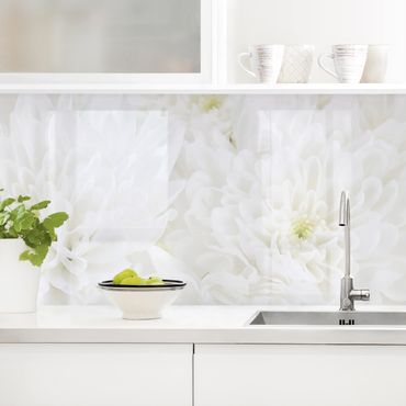 Backsplash de cozinha Dahlias Sea Of Flowers White