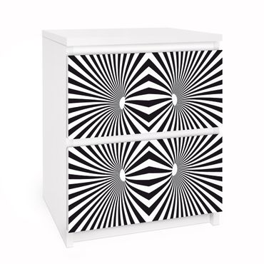 Papel autocolante para móveis Cómoda Malm Psychedelic Black And White pattern