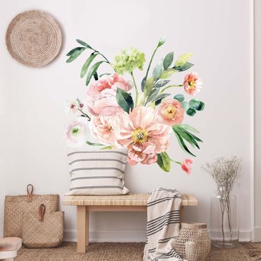 Autocolantes de parede Watercolour Pink Flower Bouquet XXL