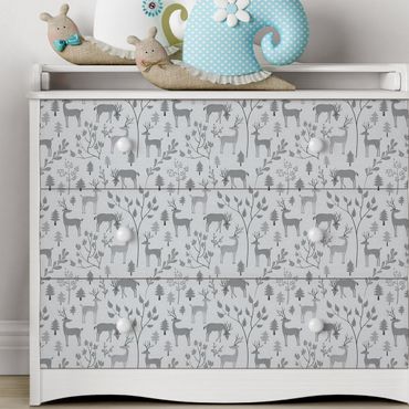 Películas autocolantes Sweet Deer Pattern In Different Shades Of Grey