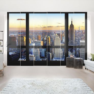 Painéis japoneses Window view - Sunrise New York