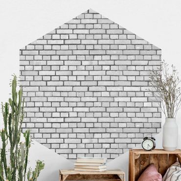 Papel de parede hexagonal Brick Wall White