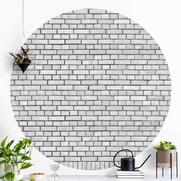 Papel de parede redondo Brick Wall White