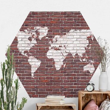 Papel de parede hexagonal Brick World Map