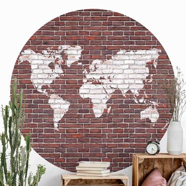 Papel de parede redondo Brick World Map