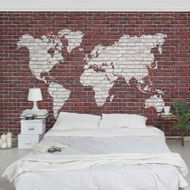 Mural de parede Brick World Map
