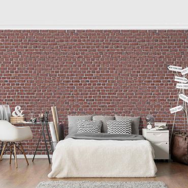 Mural de parede Brick Tile Wallpaper Red