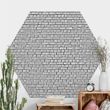 Papel de parede hexagonal Brick Wallpaper Black And White