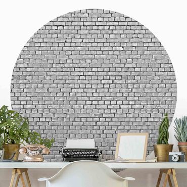 Papel de parede redondo Brick Tile Wallpaper Black And White