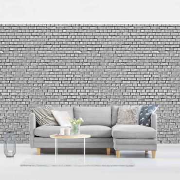 Mural de parede Brick Tile Wallpaper Black And White