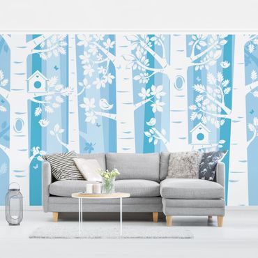 Mural de parede Trees In The Forest Blue