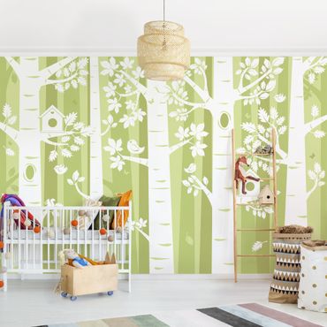 Mural de parede Trees In The Forest Green