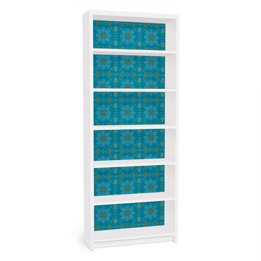 Papel autocolante para móveis Estante Billy IKEA Oriental Ornament Turquoise