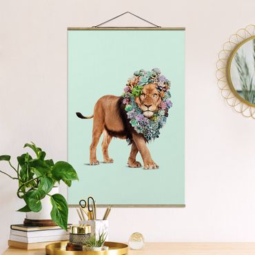 Quadros em tecido Lion With Succulents