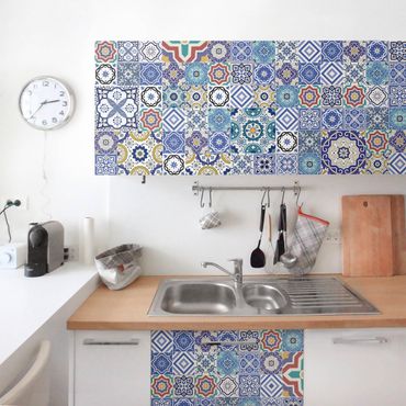 Papel autocolante para móveis Tiled Wall - Ornate Portuguese Tiles