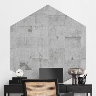 Papel de parede hexagonal Concrete Brick Look Gray
