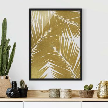 Quadros com moldura View Through Golden Palm Leaves
