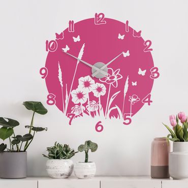 Autocolantes de parede Flower Meadow Clock