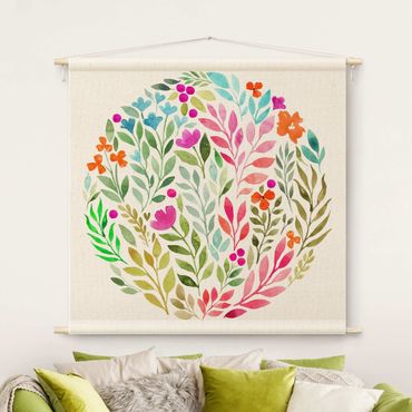 Tapeçaria de parede Flowery Watercolour Circular