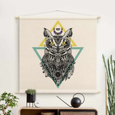 Tapeçaria de parede Boho Owl With Dreamcatcher