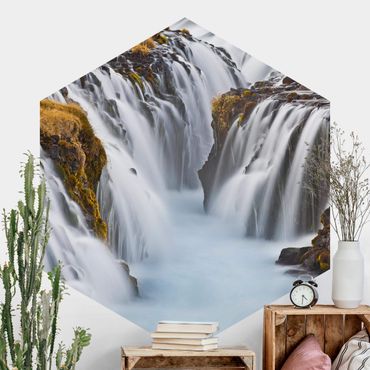 Papel de parede hexagonal Brúarfoss Waterfall In Iceland
