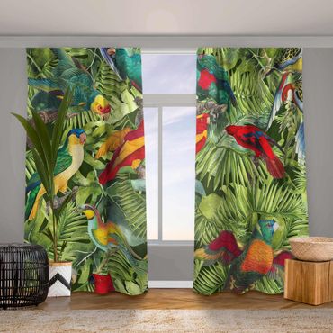 Cortinas Colourful Collage - Parrots In The Jungle