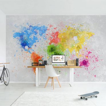 Mural de parede Colourful Splodges World Map