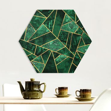 Quadros hexagonais Dark Emerald With Gold