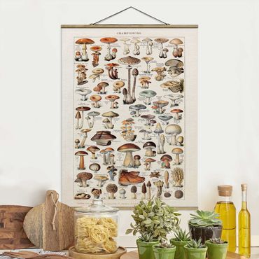Quadros em tecido Vintage Board Mushrooms