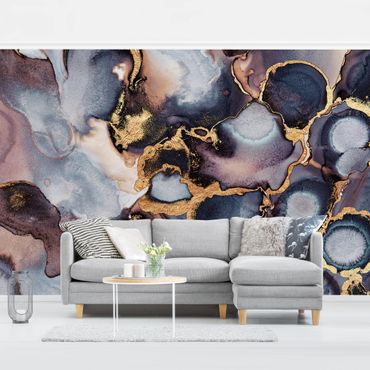 Mural de parede Marble Watercolour With Gold