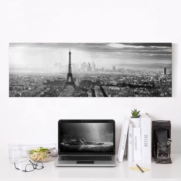 Telas decorativas The Eiffel Tower From Above Black And White
