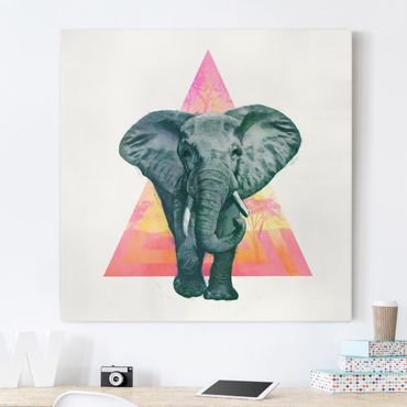 Telas decorativas Illustration Elephant Front Triangle Painting