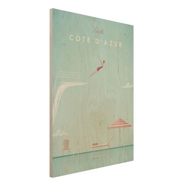 Quadros em madeira Travel Poster - Côte D'Azur
