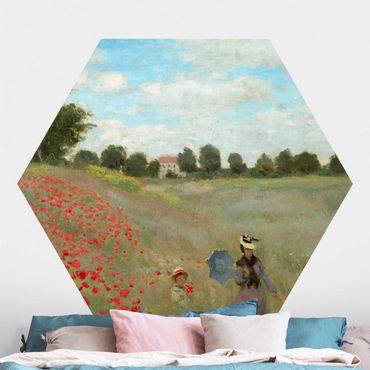 Papel de parede hexagonal Claude Monet - Poppy Field At Argenteuil