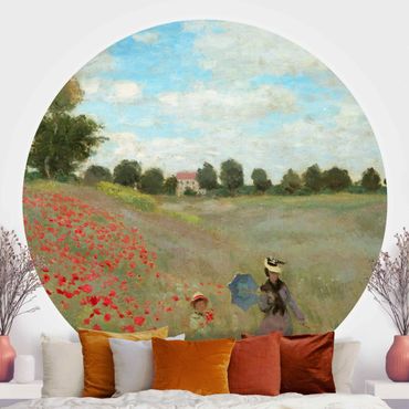 Papel de parede redondo Claude Monet - Poppy Field Near Argenteuil