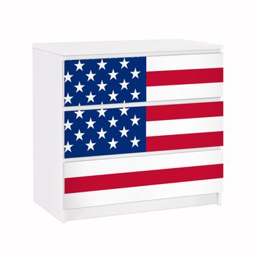 Papel autocolante para móveis Cómoda Malm Flag of America 1
