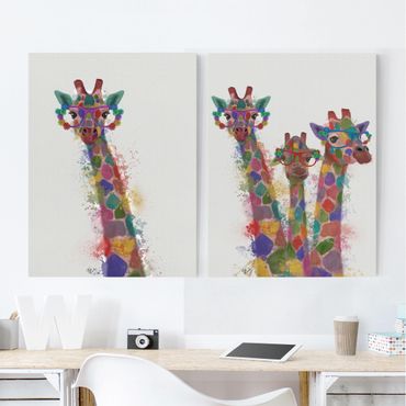 Telas decorativas 2 partes Rainbow Splash Giraffes Set I