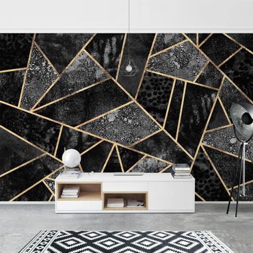 Papel de parede padrões Grey Triangles Gold