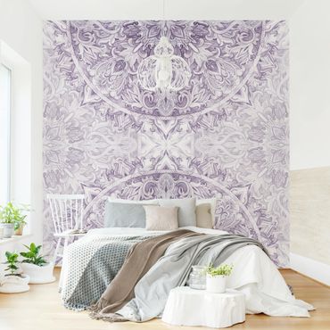 Papel de parede padrões Mandala Watercolour Ornament Purple