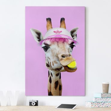 Telas decorativas Giraffe Playing Tennis