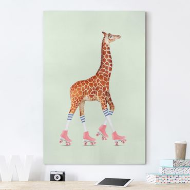 Telas decorativas Giraffe With Roller Skates