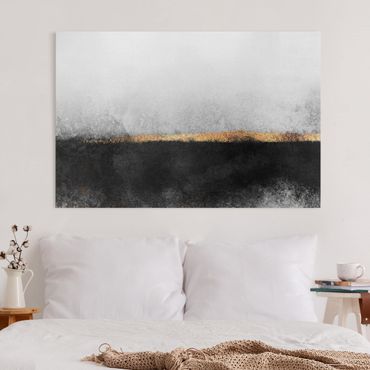 Telas decorativas Abstract Golden Horizon Black And White