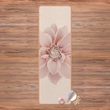 Tapete de ioga Dahlia Flower Pastel White Pink